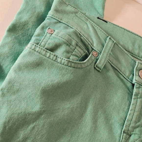 7 For All Mankind Bright Green Lightweight Mid-Rise Skinny Ankle Jeans - Size 24 - Picture 5 of 11